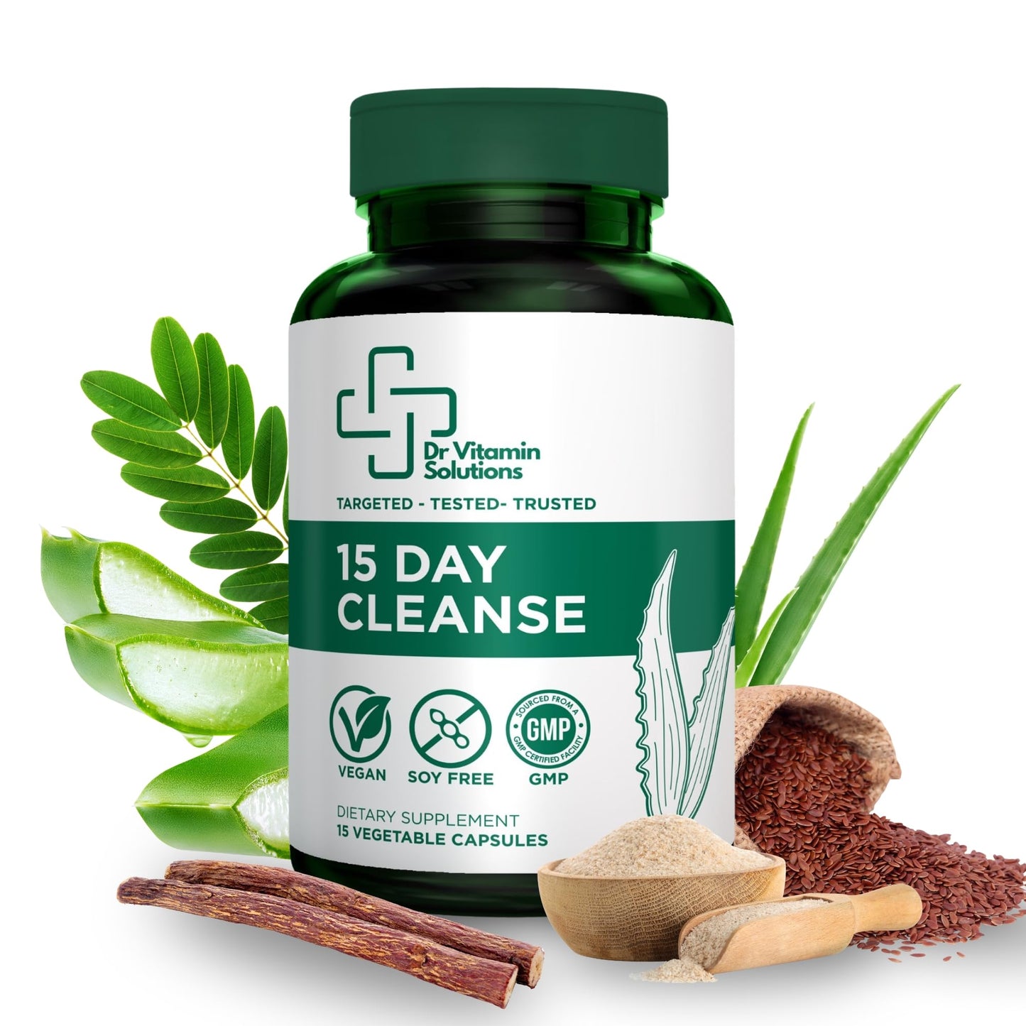 15 Day Colon Cleanse & Detox for Women and Men, Gut Cleanse with Senna, Aloe Vera, Psyllium Husk & Probiotics, Bloating, Constipation Relief, Gentle, Vegan,