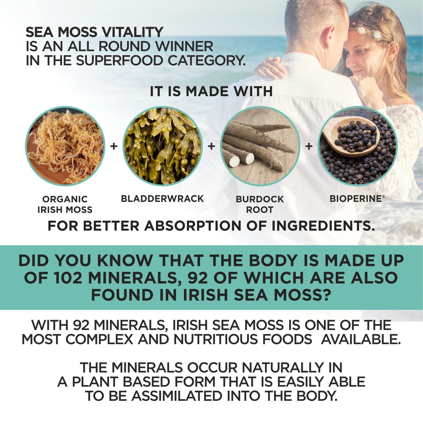 HerbaMe Organic Irish Sea Moss with Bladderwrack, Burdock Root & Black Pepper Extract, 150 Capsules, Thyroid Support, Natural Iodine Source, Promotes Immune System, Cell Food, Alkaline Supplement HerbaMe buy supplements Au