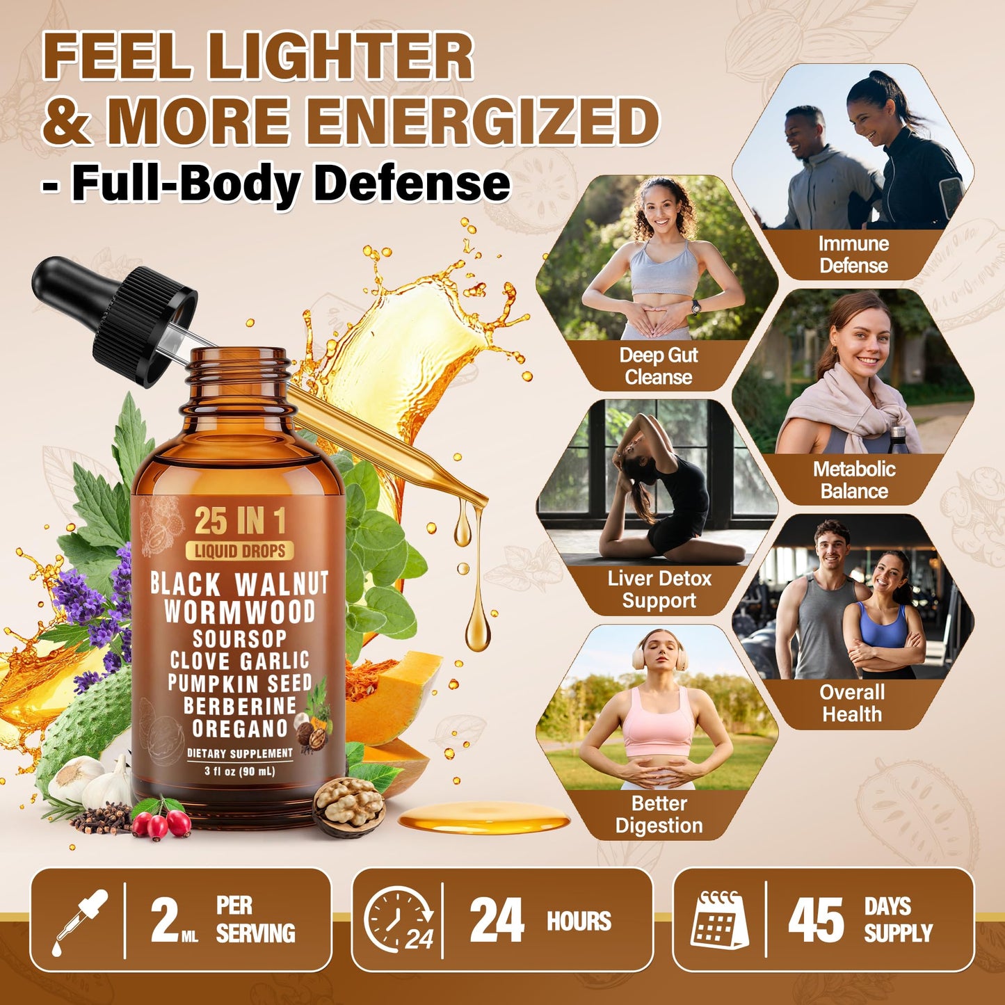 Royavita 25-in-1 Liposomal Wormwood Black Walnut Clove Parasite Cleanse with Clove, Garlic, Pumpkin Seed, Oregano & Berberine – 98% Absorption for Superior