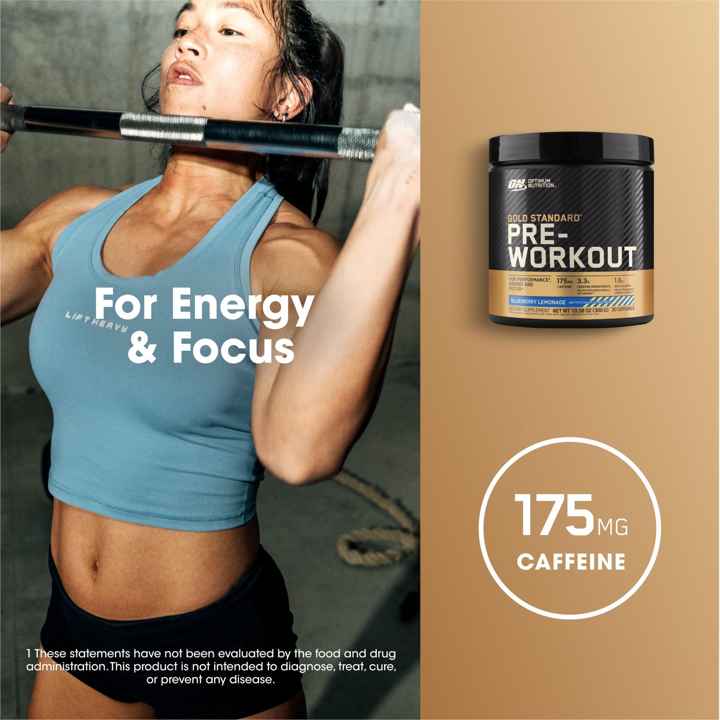 Optimum Nutrition Gold Standard Pre-Workout, Vitamin D for Immune Support, with Creatine, Beta-Alanine, and Caffeine for Energy, Keto Friendly, Blueberry Lemonade