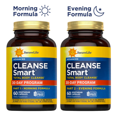 Renew Life Cleanse Smart Advanced Total Body Program, 2-Part Detox Cleanse Promotes Digestive Regularity and Supports Waste Elimination, Herbal Blend