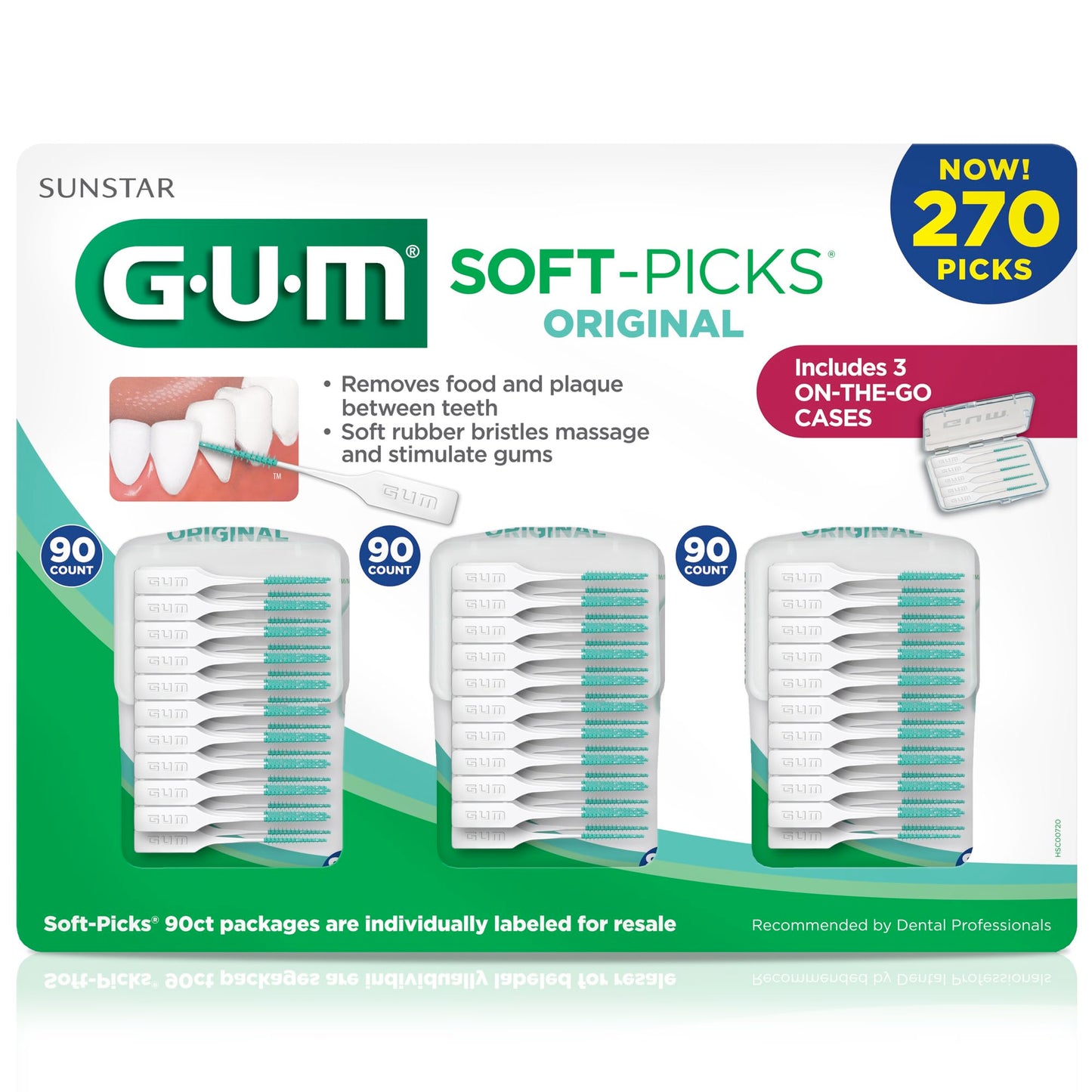 GUM Soft-Picks Original – Easy-to-Use Interdental Picks for Plaque Removal & Gum Health with Convenient Carry Case