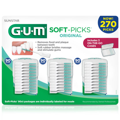 GUM Soft-Picks Original – Easy-to-Use Interdental Picks for Plaque Removal & Gum Health with Convenient Carry Case