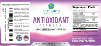 Best Earth Naturals Antioxidant Supplement with Pomegranate, Mangosteen, Goji Berry Capsules for Immune Support - 30 Day Supply