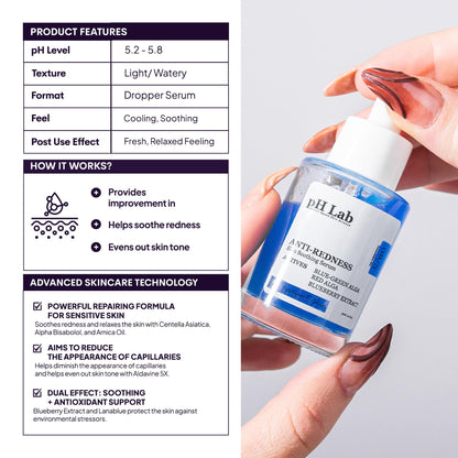 PhLab Anti Redness Serum, Reduces Capillary Cracks Appearance, Evens Skin Tone, Skin Soothing and Redness Reform Serum, 1.01 Fl Oz (Pack of 1)