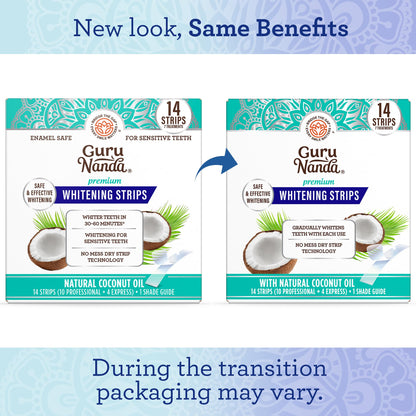 GuruNanda Teeth Whitening Strips Kit - 7-Day Treatment with Non-Slip, Dry Strip Technology