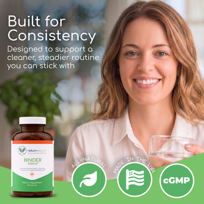 Binder Blend - Toxin Binder Supplement, Detox Capsules for a Healthy Gut - 180 Capsules - 90 Servings - 960mg Activated Charcoal