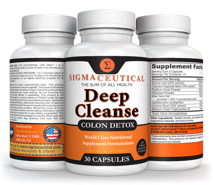 Sigmaceutical 1 Day Colon Cleanse - Detox Cleanse - Bowel Cleanse & Laxative - Bowel Detox - Colon Cleanser & Detox - 30 Capsules