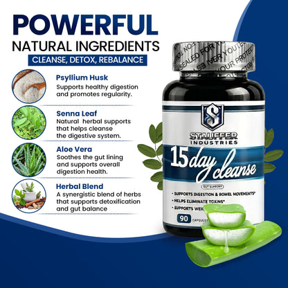 STAUFFER INDUSTRIES Colon Cleanse – 15 Day Cleanse Gut Support Supplement – Colon Cleanser with Psyllium Husk, Senna & Probiotics