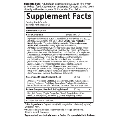Garden of Life Probiotics for Women and Men - Raw Probiotics Colon Care 50 Billion CFU and Enzymes, Shelf Stable Once Daily Acidophilus Probiotic for Regularity