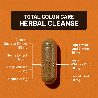 Naturewise Total Colon Care Herbal Cleanse - With Prebiotics, Botanicals, & Antioxidants - for Regular Bowel Movement, Digestion, Gut Health - Vegan, Gluten-Free