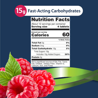 TRUEplus Glucose Tablets, Chewable, Raspberry Flavor, 15g Fast-Acting Carbohydrates, Fat Free, Gluten Free, Boost Energy, 50 Count, 3 Bottles