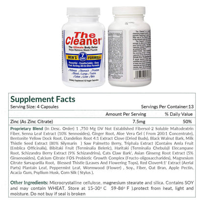 Century Systems The Cleaner Detox, Powerful 7-Day Complete Internal Cleansing Formula for Men, Support Digestive Health, 52 Vegetarian Capsules
