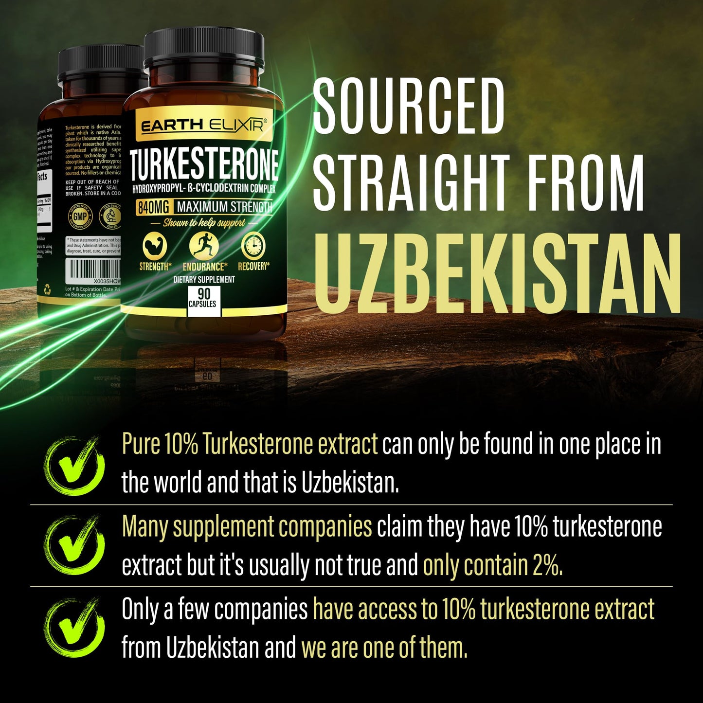 Turkesterone 840 mg – Natural Testosterone Support - 100% Pure Turkesterone Supplement for Men & Women - Ajuga Turkestanica Extract - Made in USA & 3rd Party Tested for Strength, Energy & Vitality Earth ElixirBuy Supplements Australia