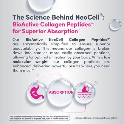 NeoCell Super Collagen Peptides Powder | 30 Servings | Unflavored | Types I & III | Grass Fed Bovine Supplement | Hair, Skin, & Nails | for Women and Men