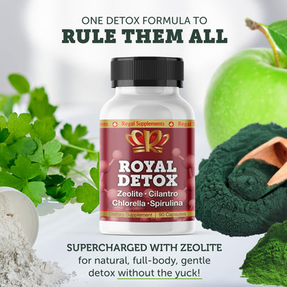 Royal Detox - All-in-One Cleanse | Zeolite, Cilantro, Chlorella, Spirulina, Apple Pectin | Full Body, Liver, Colon Detox | Supports Energy, Mood, Immunity, Gut Health,