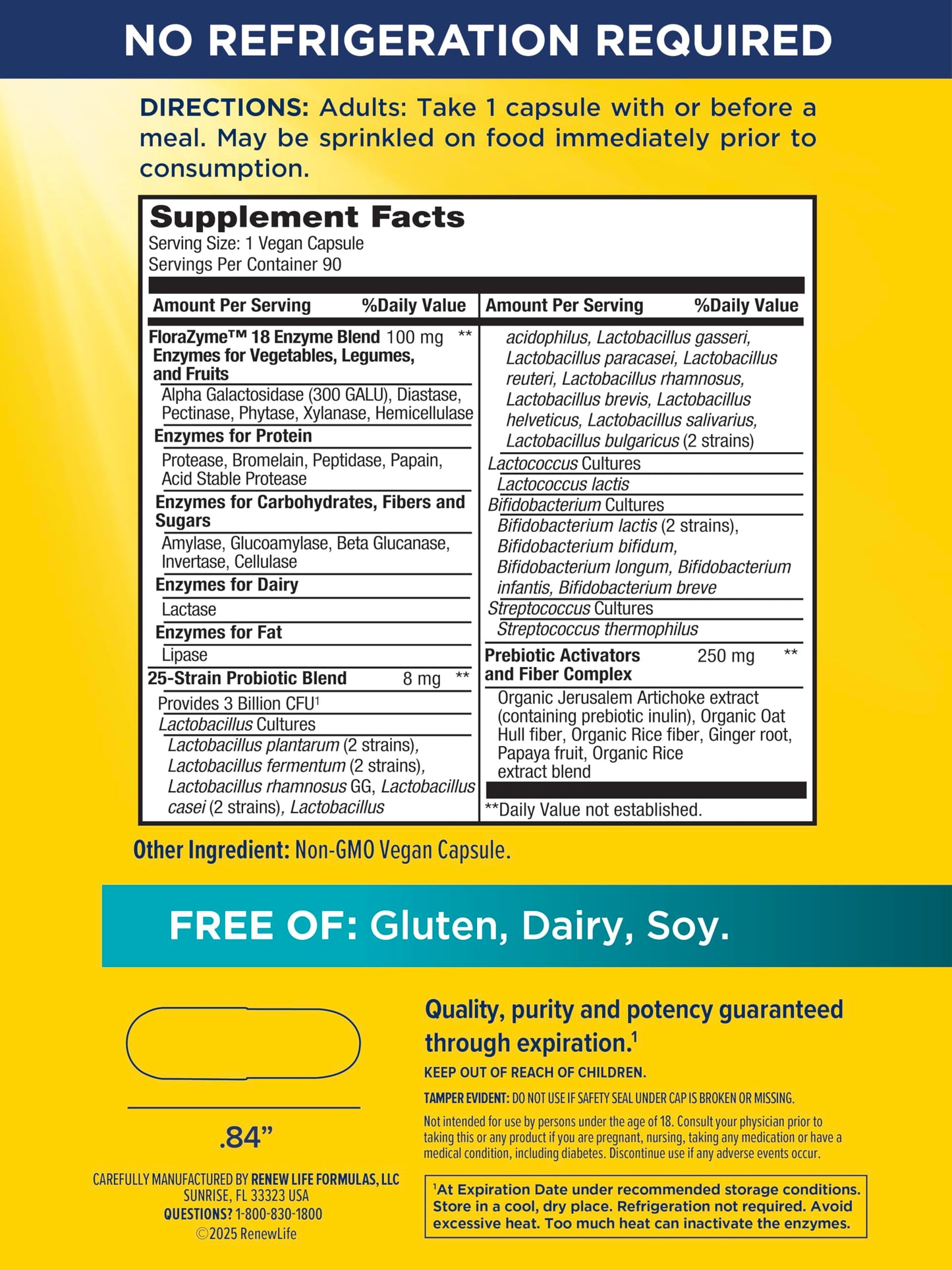 Renew Life Florazyme Digestive Enzymes with Probiotics | Doctor Formulated | Helps Occasional Gas, Bloating & Discomfort | Digestive & Immune Health