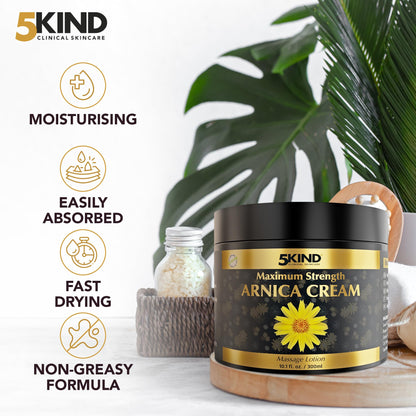 5kind Extra Strong Arnica Cream for Bruising and Swelling 10.1 Fl Oz - Arnica Bruise Cream Extra Strength Fast Healing Thin Skin - High Concentration Arnica Montana Extract for Bruises-Natural Formula 5kind clinical skincareBuy Supplements Australia