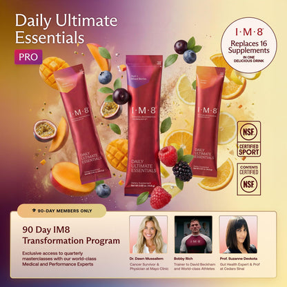 IM8 Daily Ultimate Essentials All-in-One Multivitamin Supplement, 92 Nutrient Rich Ingredients CoQ10, Probiotics, Vitamins, Greens
