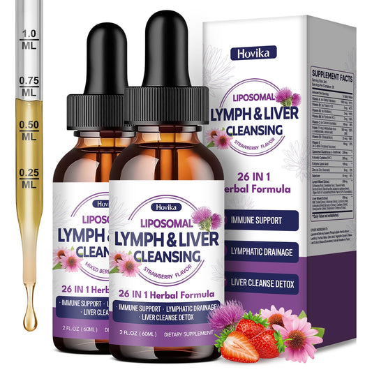 Liposomal Lymphatic Drainage Drops, 26 in 1 Liver Cleanse Detox & Repair with Milk Thistle, Echinacea, Glutathione, Vitamins, Lymph-Liver Cleanse,