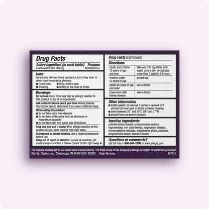Allegra Adult 24-Hour Allergy Relief Tablets, Non-Drowsy Indoor and Outdoor Allergy Medicine, 180 mg Fexofenadine HCI Antihistamine Pill, 100-Count Allegra buy supplements Au