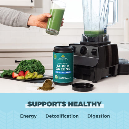 Ancient Nutrition, Vitamin Powder, One Bottle Made from Real Fruits, Vegetables and Herbs, for Digestive and Energy Support, 25 Servings, 7.5oz Ancient NutritionBuy Supplements Australia