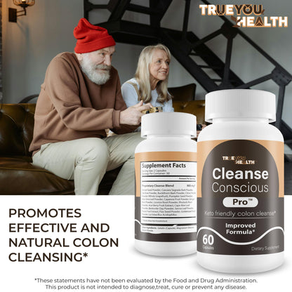 Cleanse Conscious Pro - Improved Formula - Our Best Keto Friendly Colon Cleanse Capsules - Keto Colon Detox Pills for Women & Men