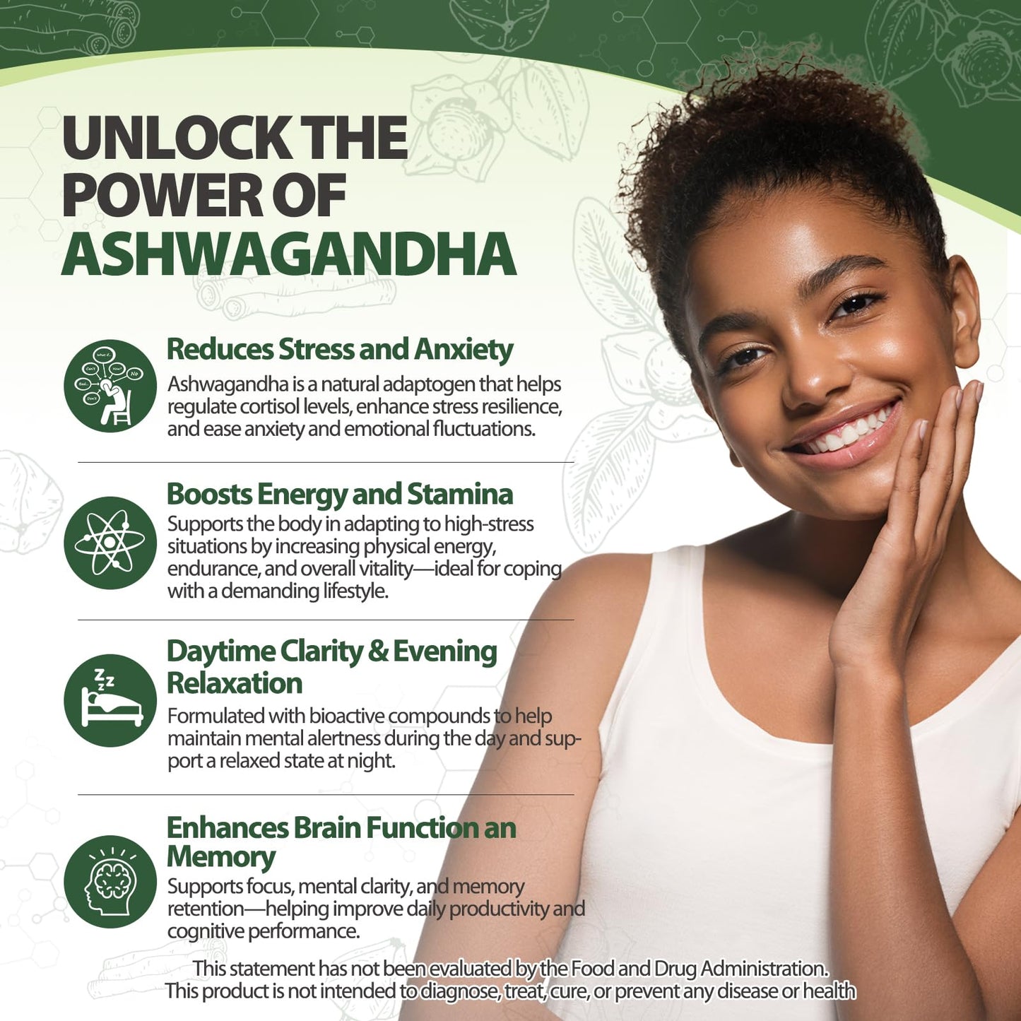 Royavita Ashwagandha Supplements 2400mg Organic with Black Pepper Vitamin B12 & B6 for Max Absorption Stress Relief Athletic
