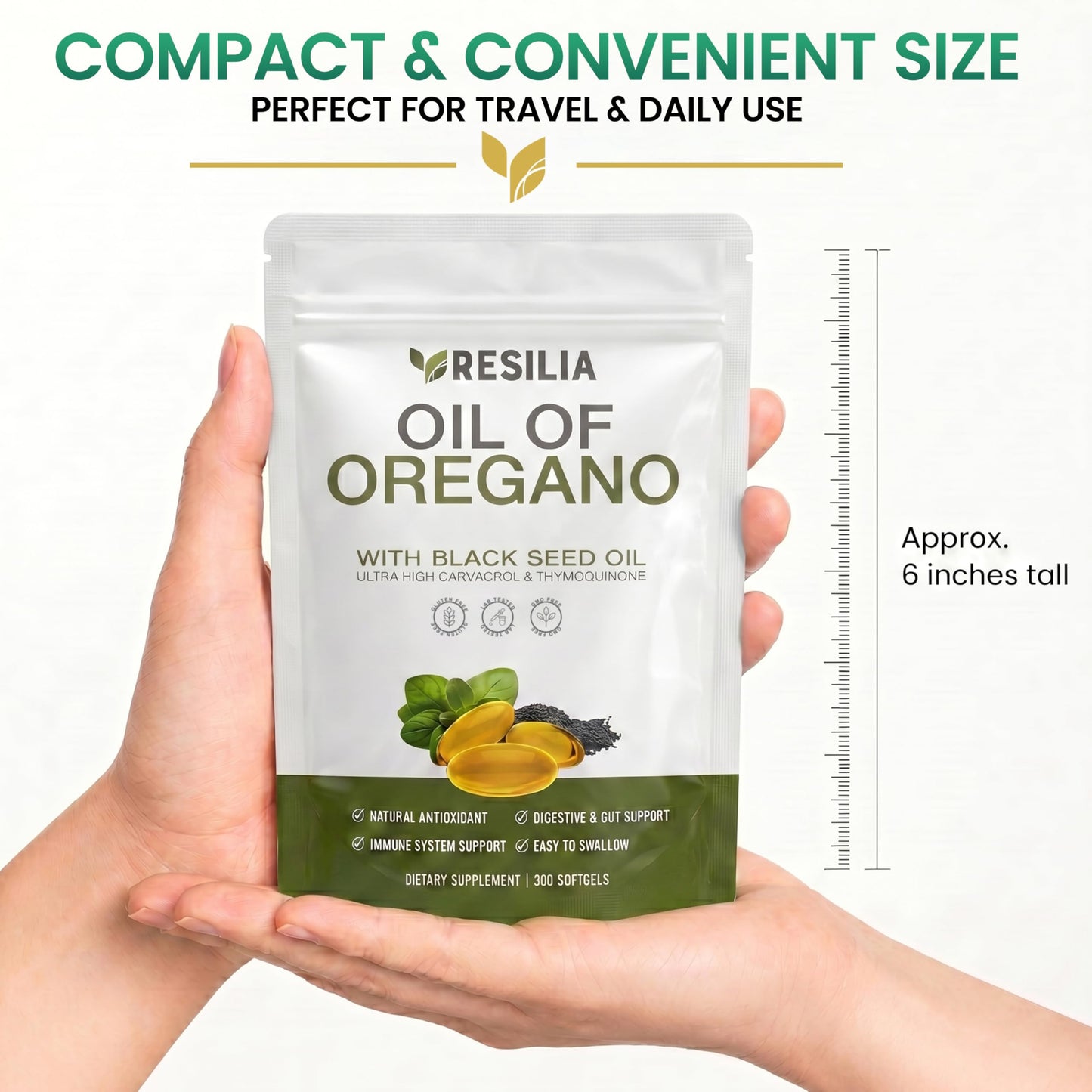 Resilia Softgels with Black Seed Oil 6000mg – Premium Grade Oregano Oil Capsules for Immune & Digestive Support – Non-GMO, Gluten-Free Softgels