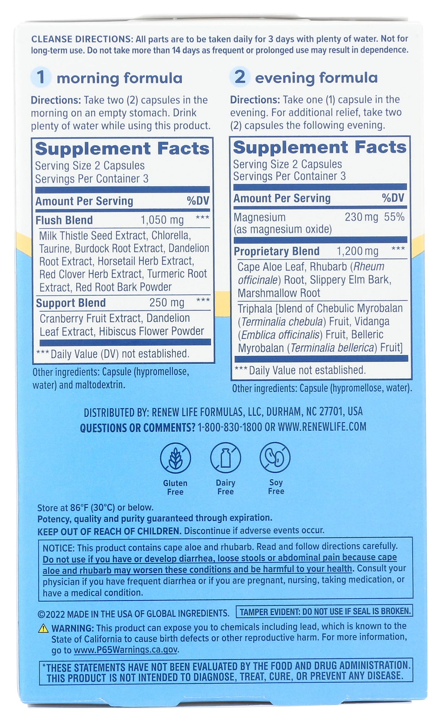Renew Life 3-Day Cleanse Total Body Reset 2-Part Detox Cleanse Capsules, Digestive Wellness and Regularity, Herbal Blend with Magnesium and Cranberry,