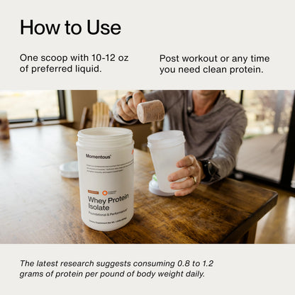Momentous Essential Grass-Fed Whey Protein Powder - 20 g Whey Isolate Protein - NSF Certified for Sport - Gluten-Free - 12 Servings for Essential Everyday Use