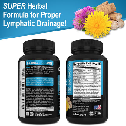 Lymphatic Drainage Supplements Pills - Lymphatic Support Total Herbal Cleanse Products Echinacea, Ginger, Dandelion, Red Root & Red Clover Supplement