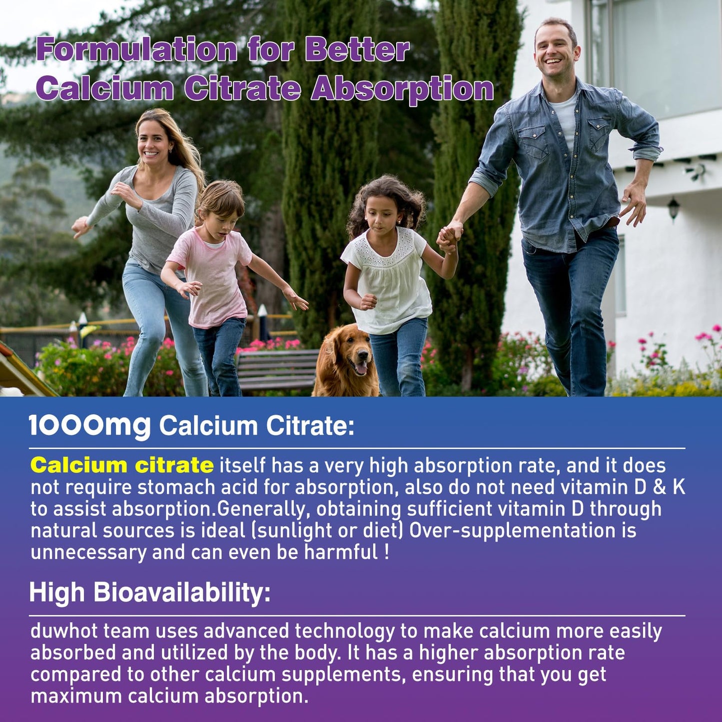 duwhot Calcium Citrate Gummies, Chewable Calcium Citrate 1000mg For Bone, Muscle & Immune Support, High Absorption Calcium Supplements for Women & Men