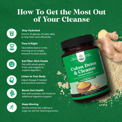 Herbal Colon Cleanse for Women & Men - 15 Day Gut Cleanse Detox for Women & Men with Senna Leaf Cascara Sagrada & Psyllium Husk for Fasting Acting Relief