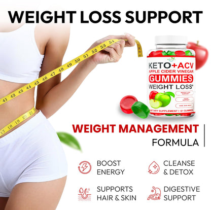 Keto ACV Gummies Advanced - ACV Keto Gummies Supplement for Women and Men - Metabolism, Detox, Cleanse - Apple Cider Vinegar - Ginger + Apple Flavor