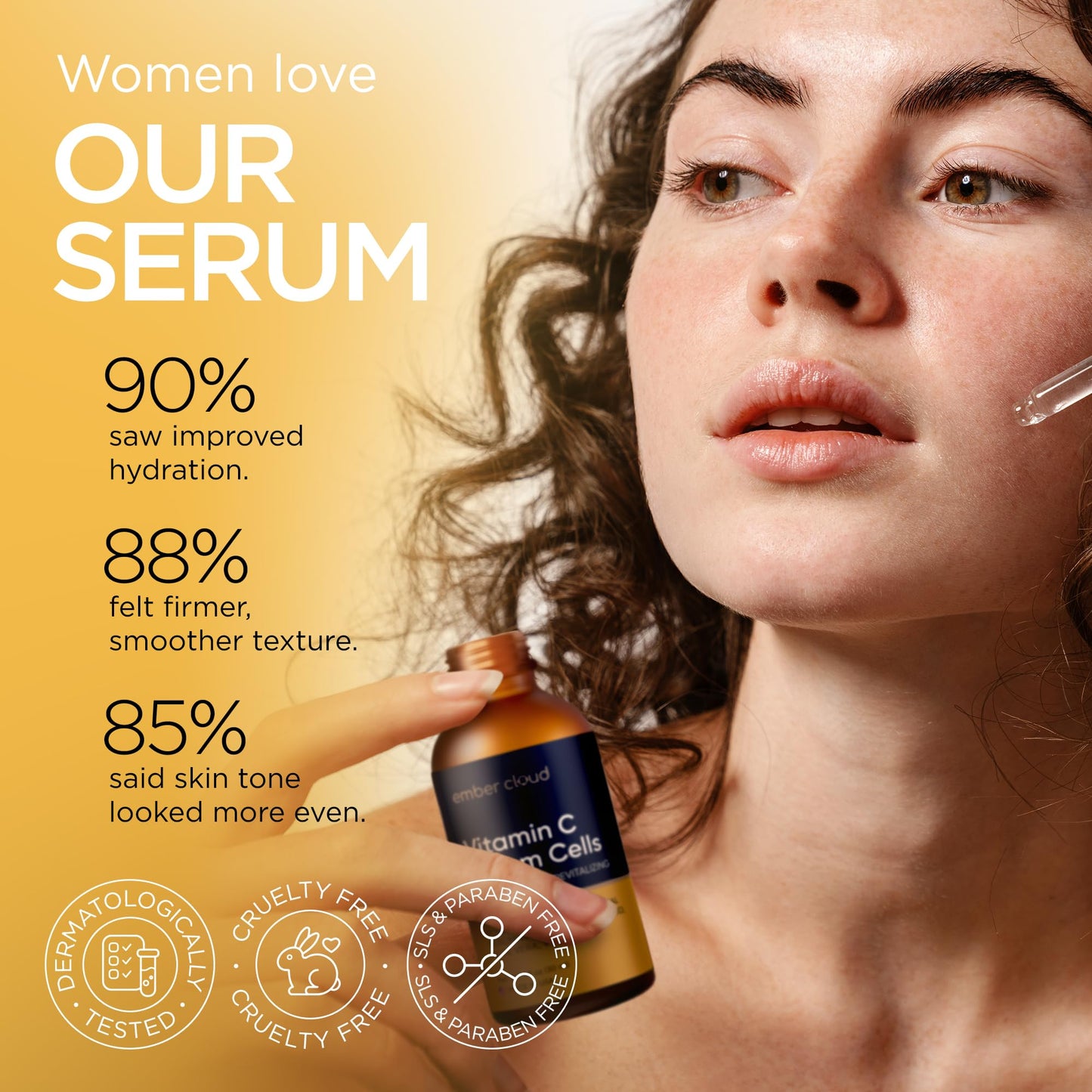 Vitamin C Serum for Face with Stem Cells Hyaluronic Acid Vitamin E Aloe Vera Anti-Aging Face Serum Supports Skin Health