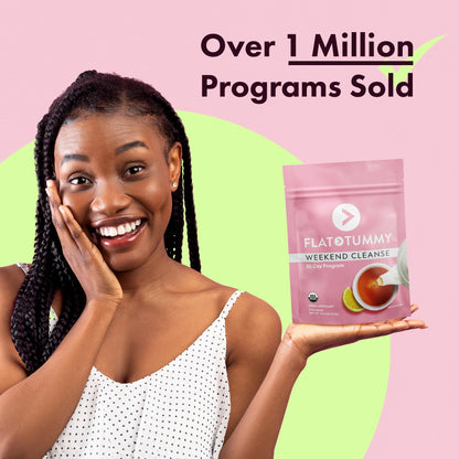Flat Tummy Weekend Cleanse Tea - 30 Day Program - All Natural Colon Cleanse w/Senna and Dandelion Root, Provides Bloating Relief for Women