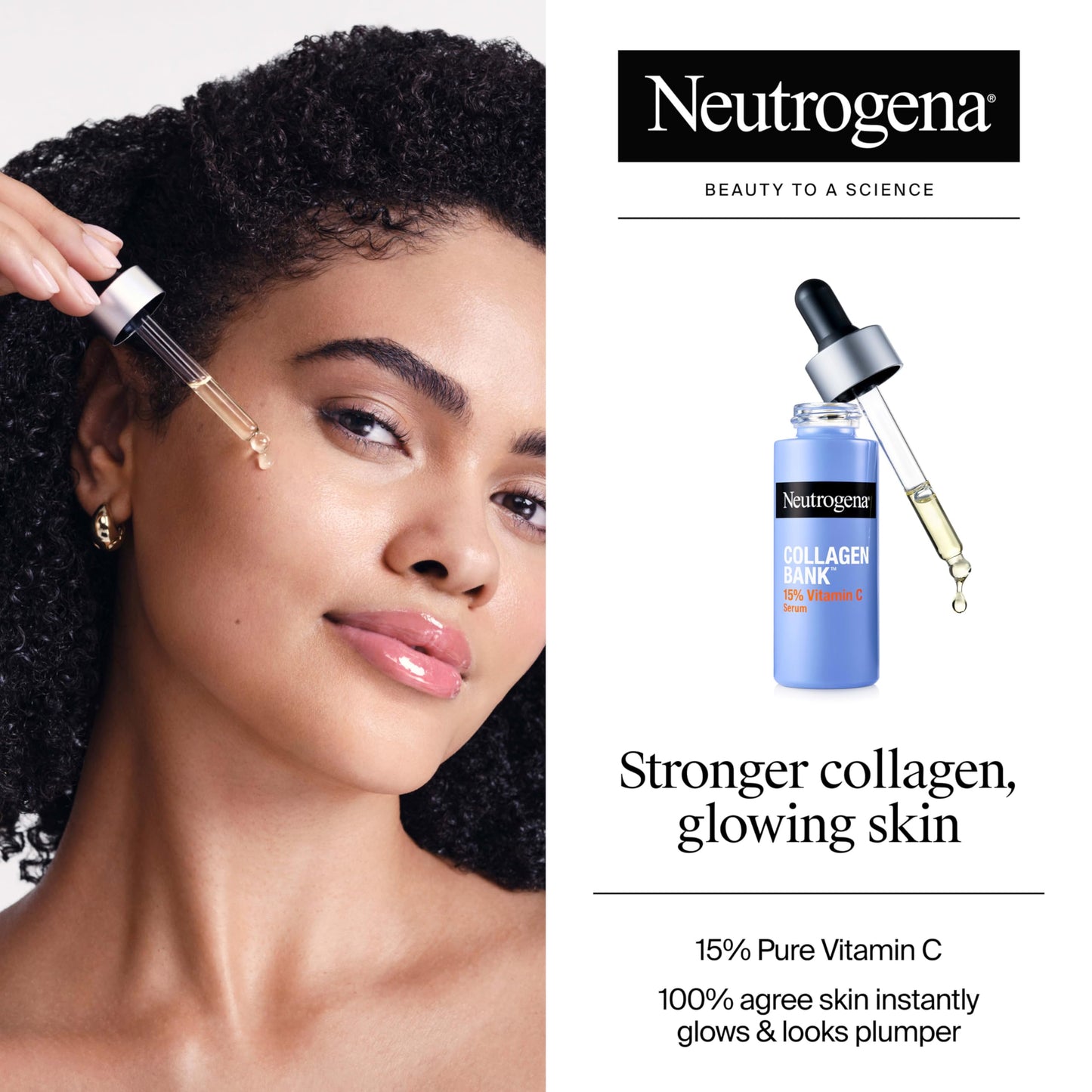 Neutrogena Collagen Bank 15% Vitamin C Face Serum, Vitamin C Serum for Face Helps Build Collagen for Glowing, Plumper Looking Skin,