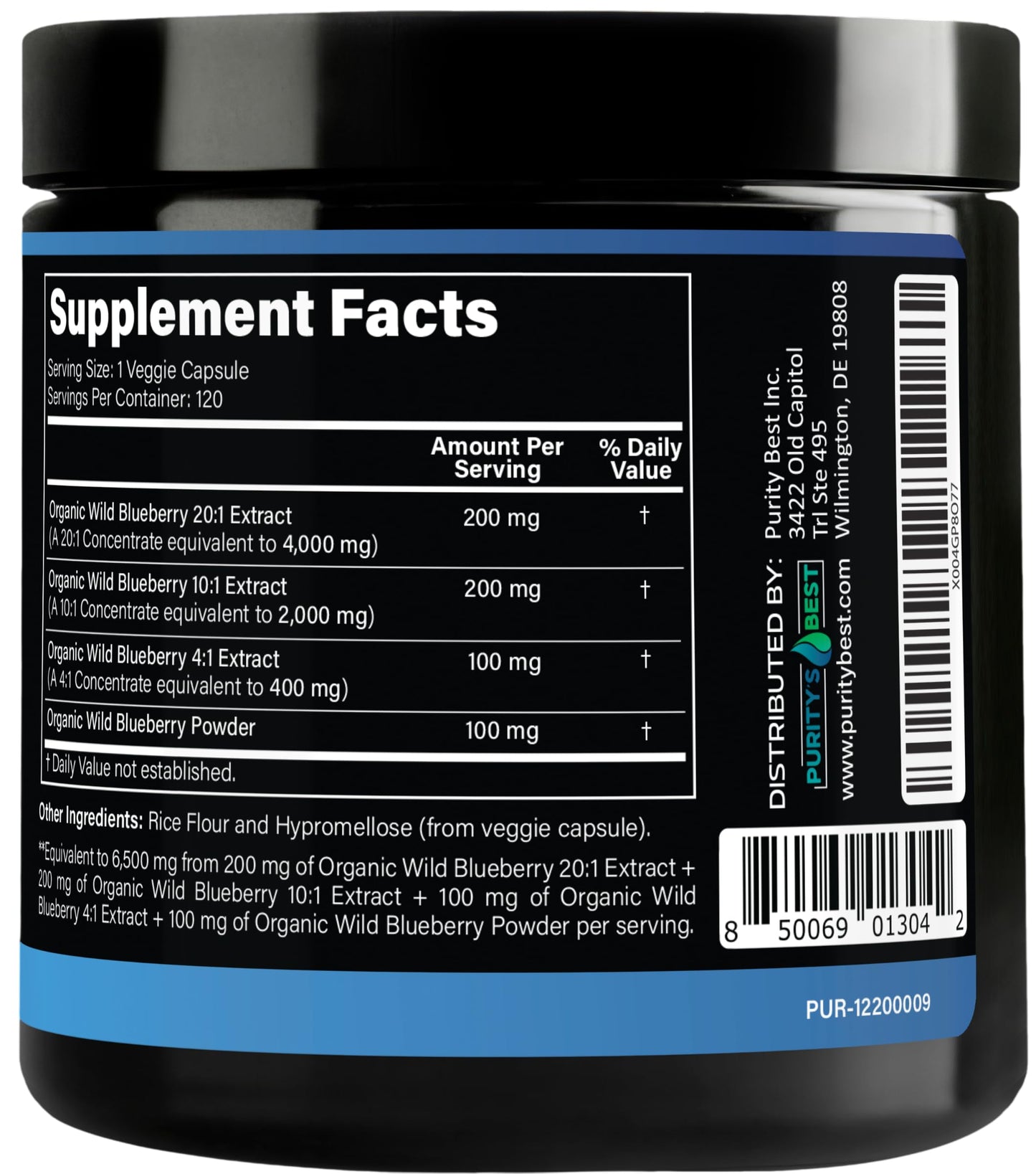 Purity’s Best Wild Blueberry Extract, Rich in Flavonoids & Anthocyanins, Antioxidant Support for Brain & Heart Health, 4-Month Supply