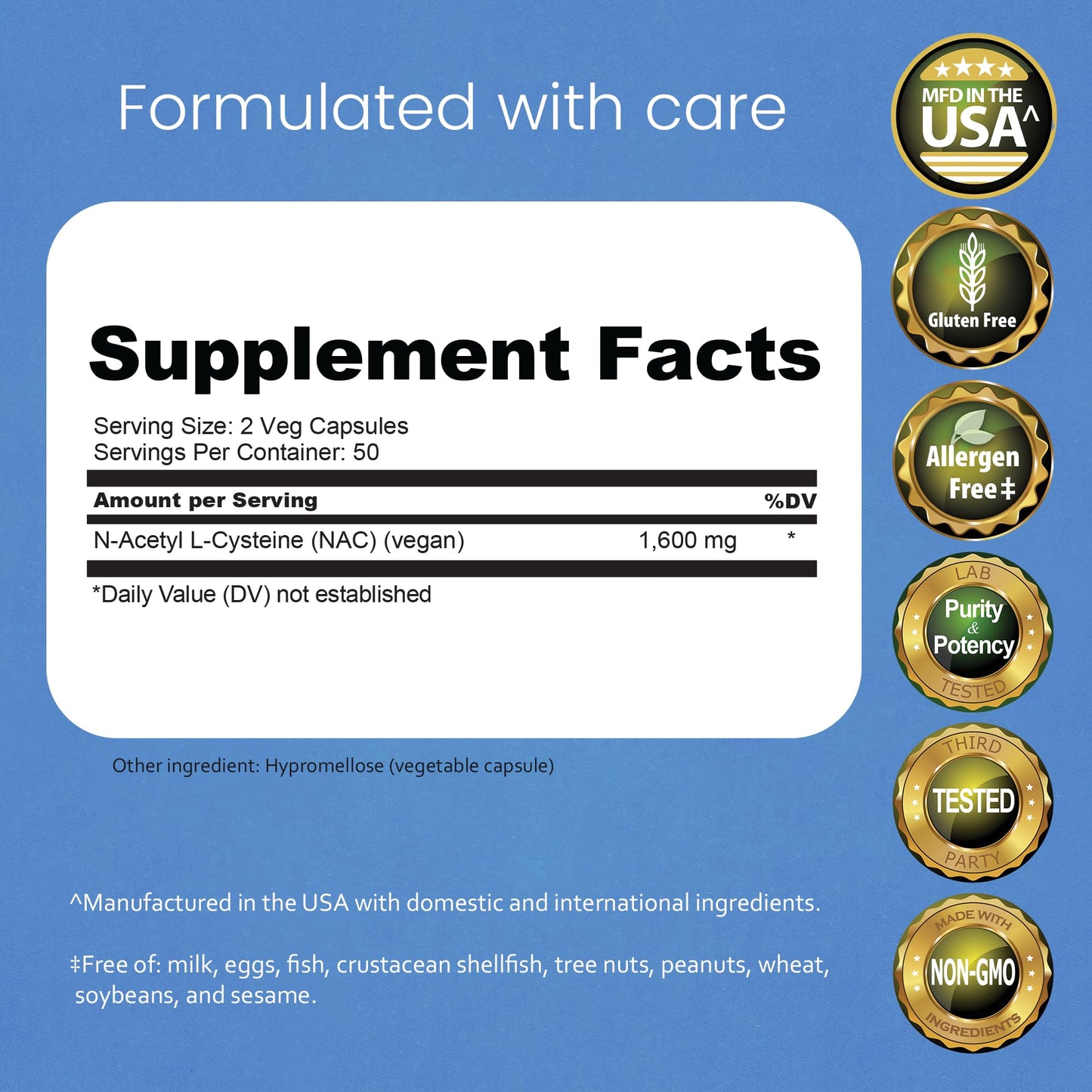 NaturaLife Labs N-Acetyl-L-Cysteine (NAC) 1600 mg – 100 Capsules, Non-GMO & Gluten-Free (2 Pack) (2)