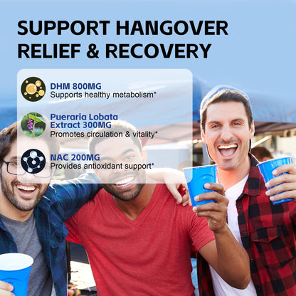 Q'ankyaq DHM Hangover Recovery Liquid Drops with Kudzu Root, NAC, 5-HTP, B Vitamins, and Zinc - Sugar Free and Vegan - 2 fl oz