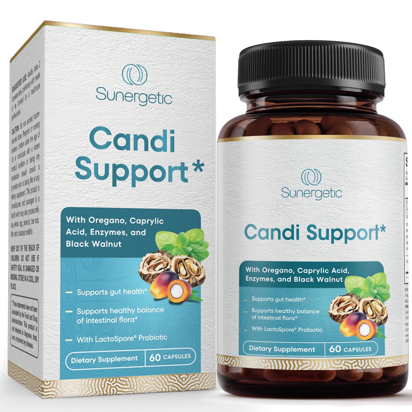 Premium Candida Cleanse Supplement – Candida Support Supplement with Oregano, Caprylic Acid, Black Walnut & Probiotics – Supports Gut Health,