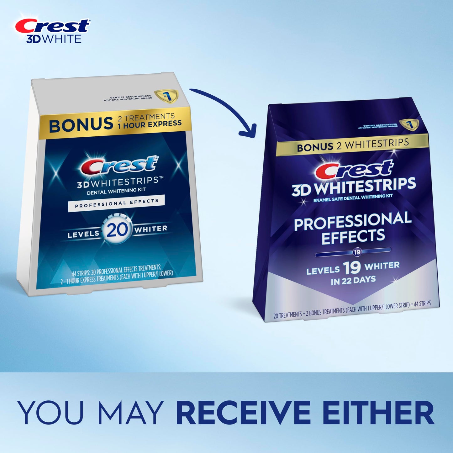 Crest 3D Whitestrips Professional Effects – Teeth Whitening Kit, 22 Treatments (20 + 2 Bonus), Each with 1 Upper/1Lower, 44 Strips