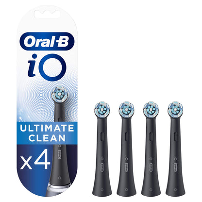 Oral-B iO Ultimate Clean Electric Toothbrush Head, Twisted & Angled Bristles for Deeper Plaque Removal, Pack of 4,