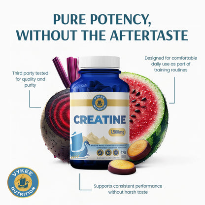 Vykee Nutrition Creatine Monohydrate Capsules 1,500 mg - Daily Creatine Supplement for Muscle Strength Training, Endurance, and Workout Performance Support