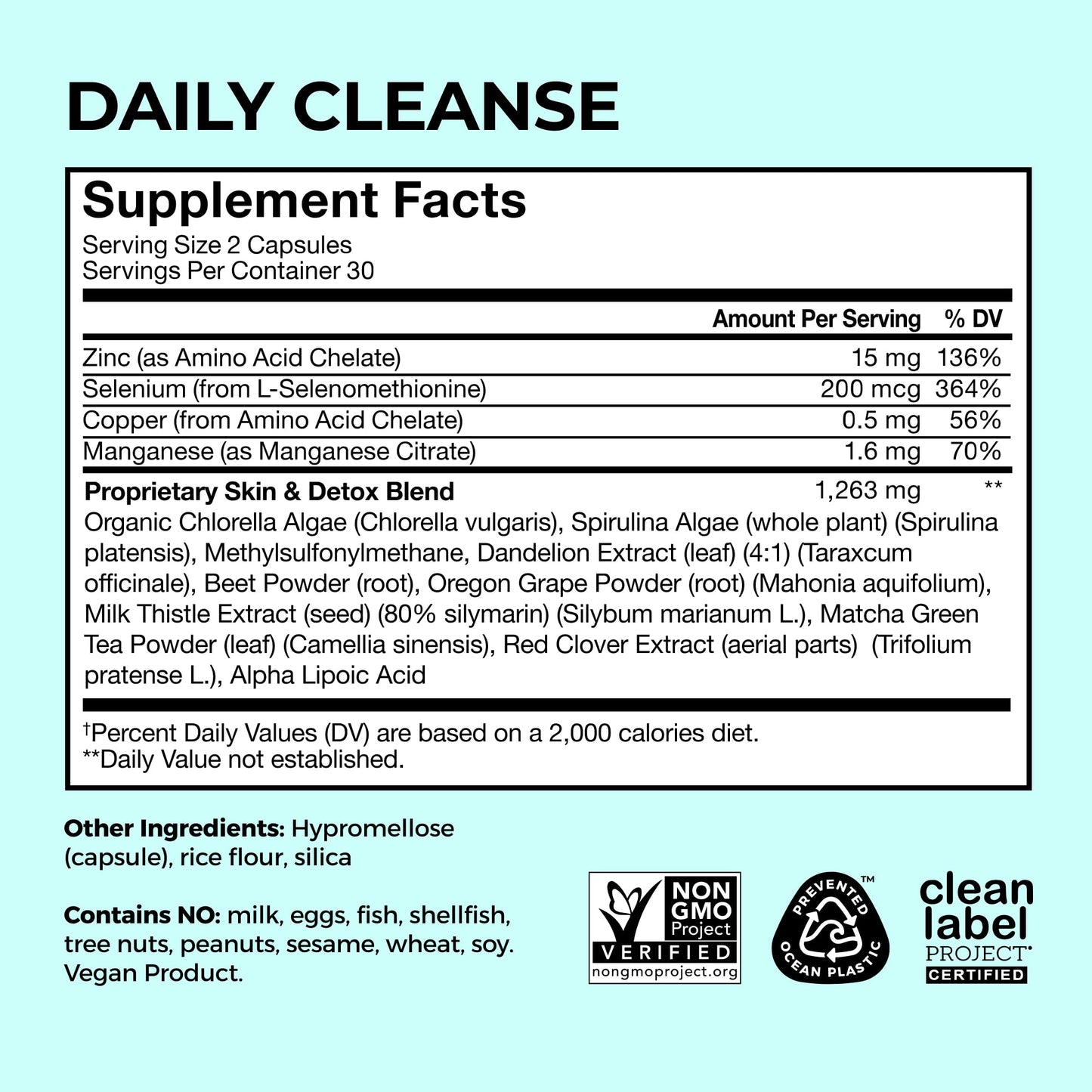 HUM Daily Cleanse Acne Supplements for Women & Men, Gentle Digestive Cleanse for Clear Skin Support, Zinc, Spirulina, Chlorella, Detoxifying Herbs, Organic Algae