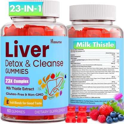 3000mg Liver Detox Repair & Cleanse Gummies | Milk Thistle 2000mg with Turmeric Dandelion Root & Artichoke for Liver Detox, Liver Support & Renew, Antioxidant,