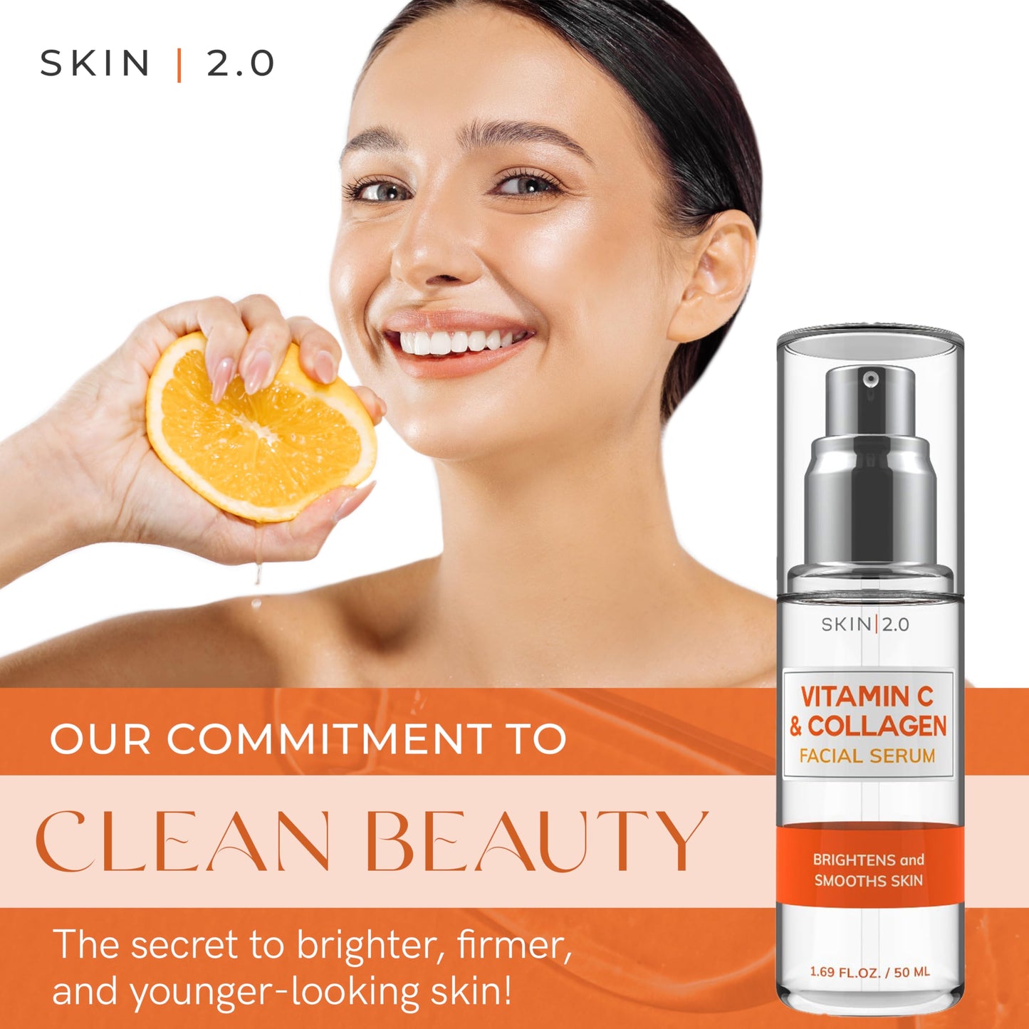Skin 2.0 Vitamin C Serum - Dermatologist Tested, Anti-Aging & Dark Spot Remover - Brightening, Clean Beauty, Cruelty-Free,
