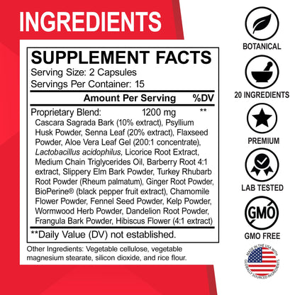 Colon Cleanser Detox for Weight Flush - 15 Day Colon Cleanse Pills Poop for Women Men - Fast Natural Laxative, Bowel Movement Supplements Intestinal Health Body