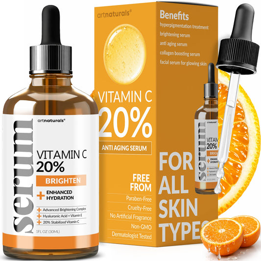 artnaturals Anti-Aging Vitamin C Serum - (1 Fl Oz / 30ml) - with Hyaluronic Acid and Vit E - Wrinkle Repairs Dark Circles, Fades Age Spots and Sun Damage